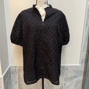 UVN Black Eyelet Women's Top